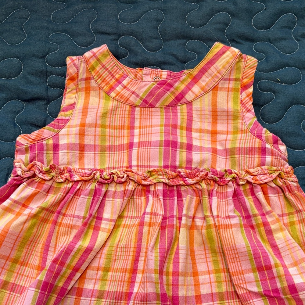 Baby GAP Size 0-3 Months Plaid Orange and Pink Dress with Bloomers - Picture 3 of 7